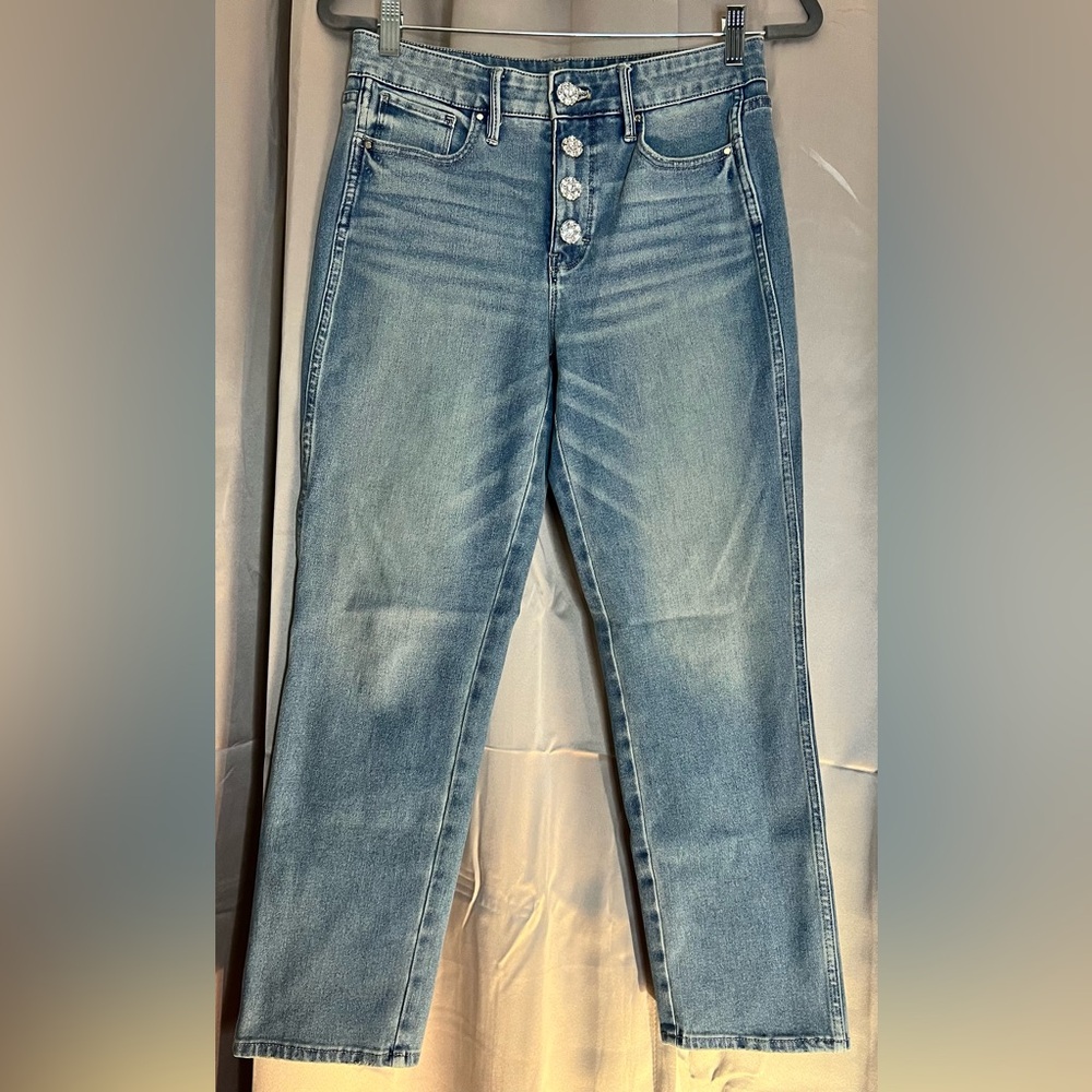 WHBM Faux Rhinestone Button Fly (Has Zipper) - The Sculpt Straight Leg (Worn X1)